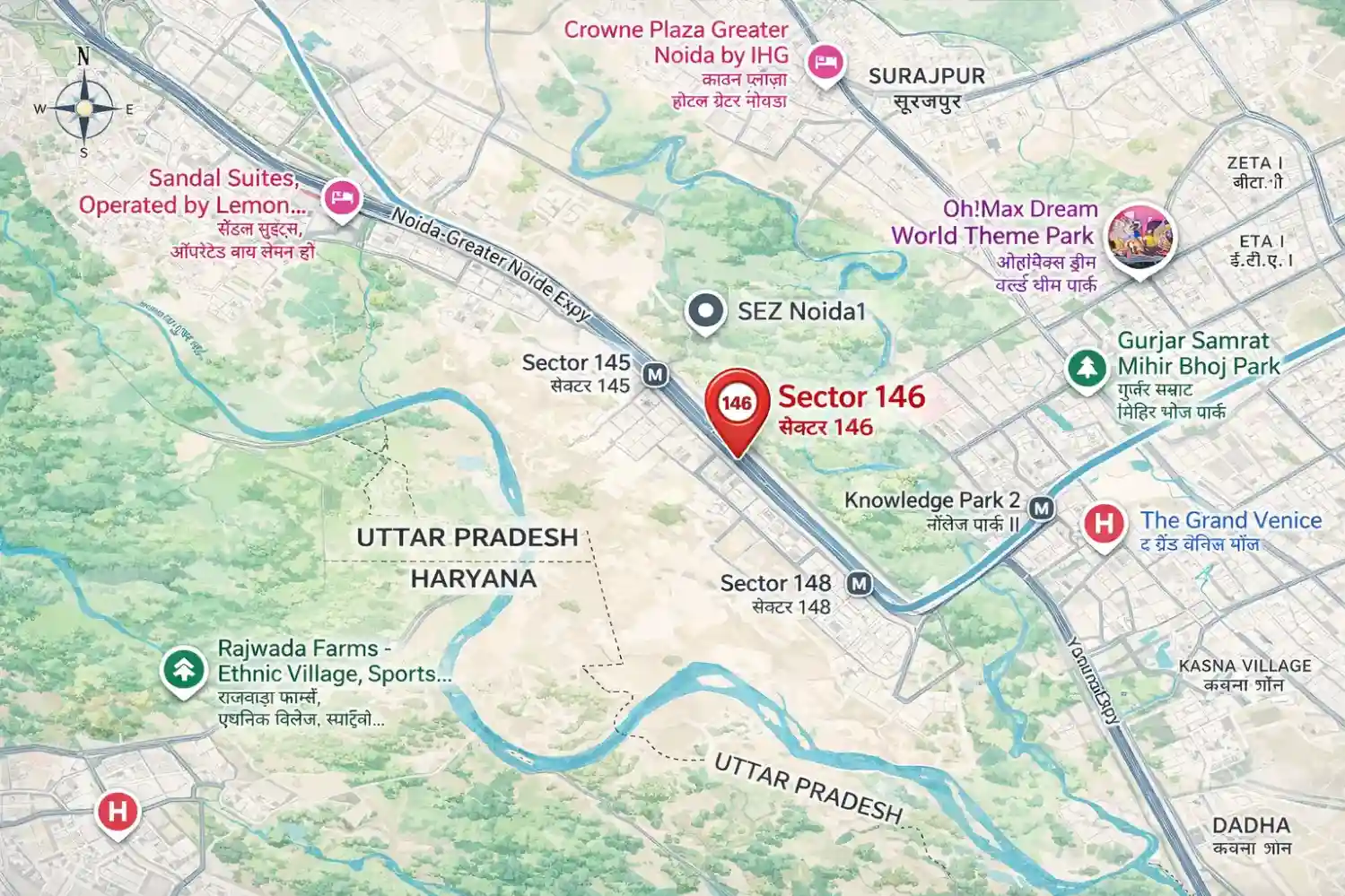 Location Map of Sector 146 Noida